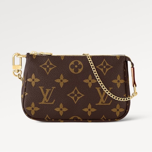 LOUIS VUITTON BROWN MONOGRAM MINI POCHETTE ACCESSOIRES WITH GOLD HARDWARE - Picture 1 of 12